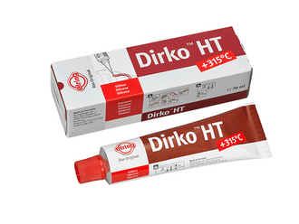 Dirko HT Sealing Compound, red, (-60 to +315°C, compared to grey and black  Dirko, this variant is softer and more more elastic, 70ml, incl. Dosing